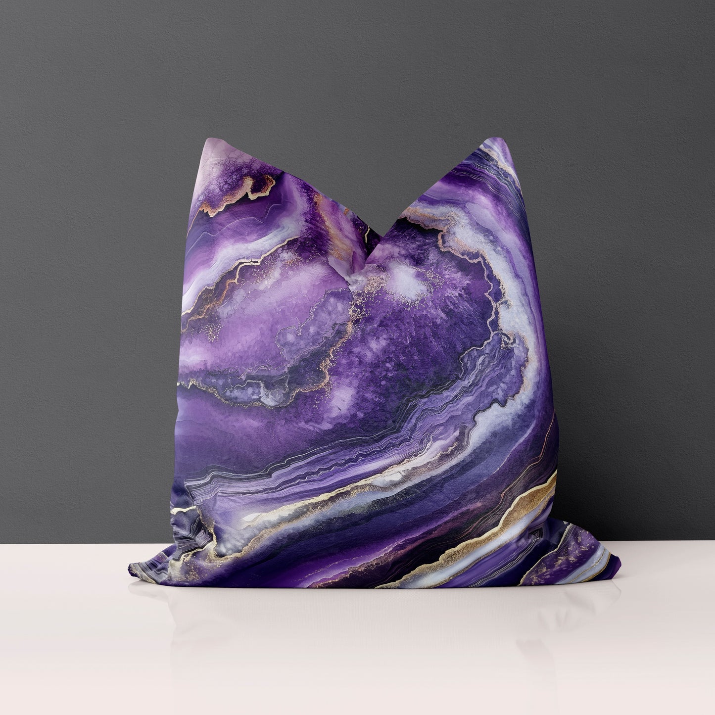 22" Velveteen Pillow - Geode-Purple
