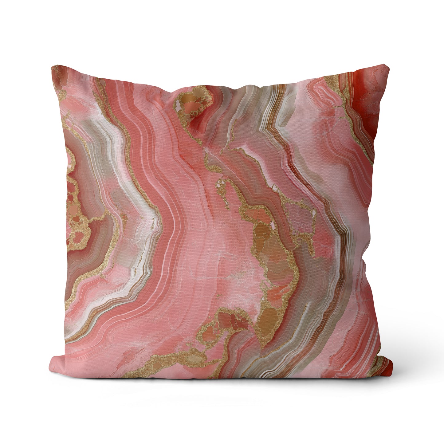 22x22" Cotton/Linen Pillow - Geode-Salmon