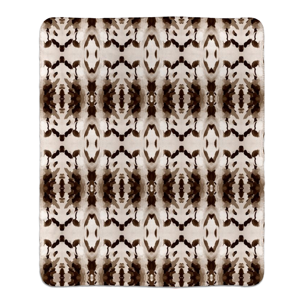 Fleece Sherpa Blankets - Amari Design - Color: Sepia