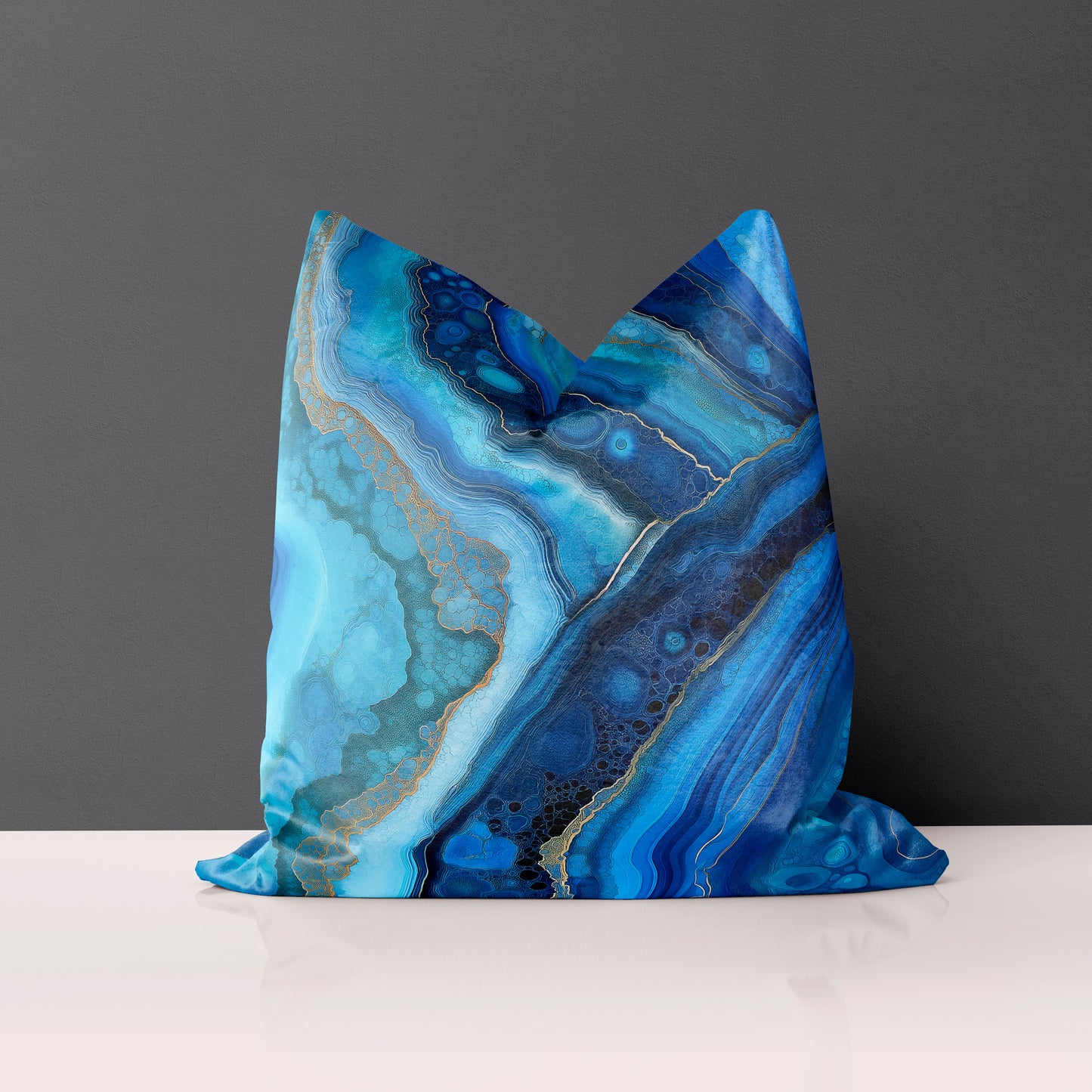22" Velveteen Pillow - Geode-Blues