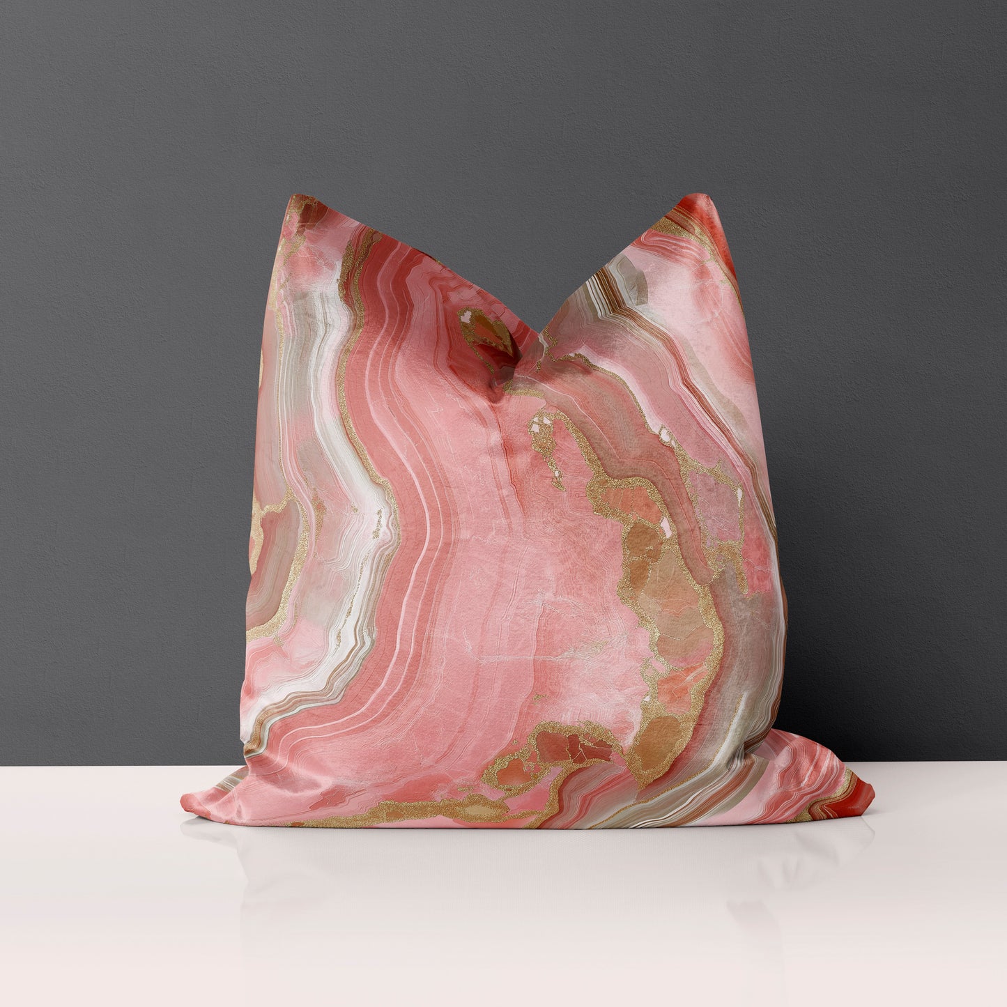 22" Velveteen Pillow - Geode-Salmon