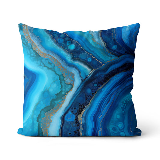 22x22" Cotton/Linen Pillow - Geode-Blues