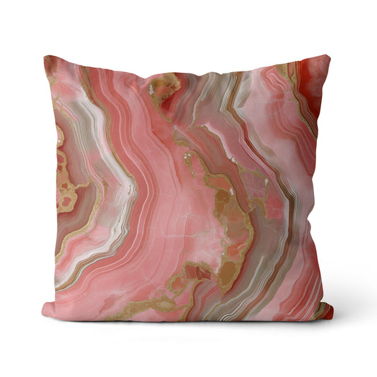 22x22" Cotton/Linen Pillow - Geode-Salmon