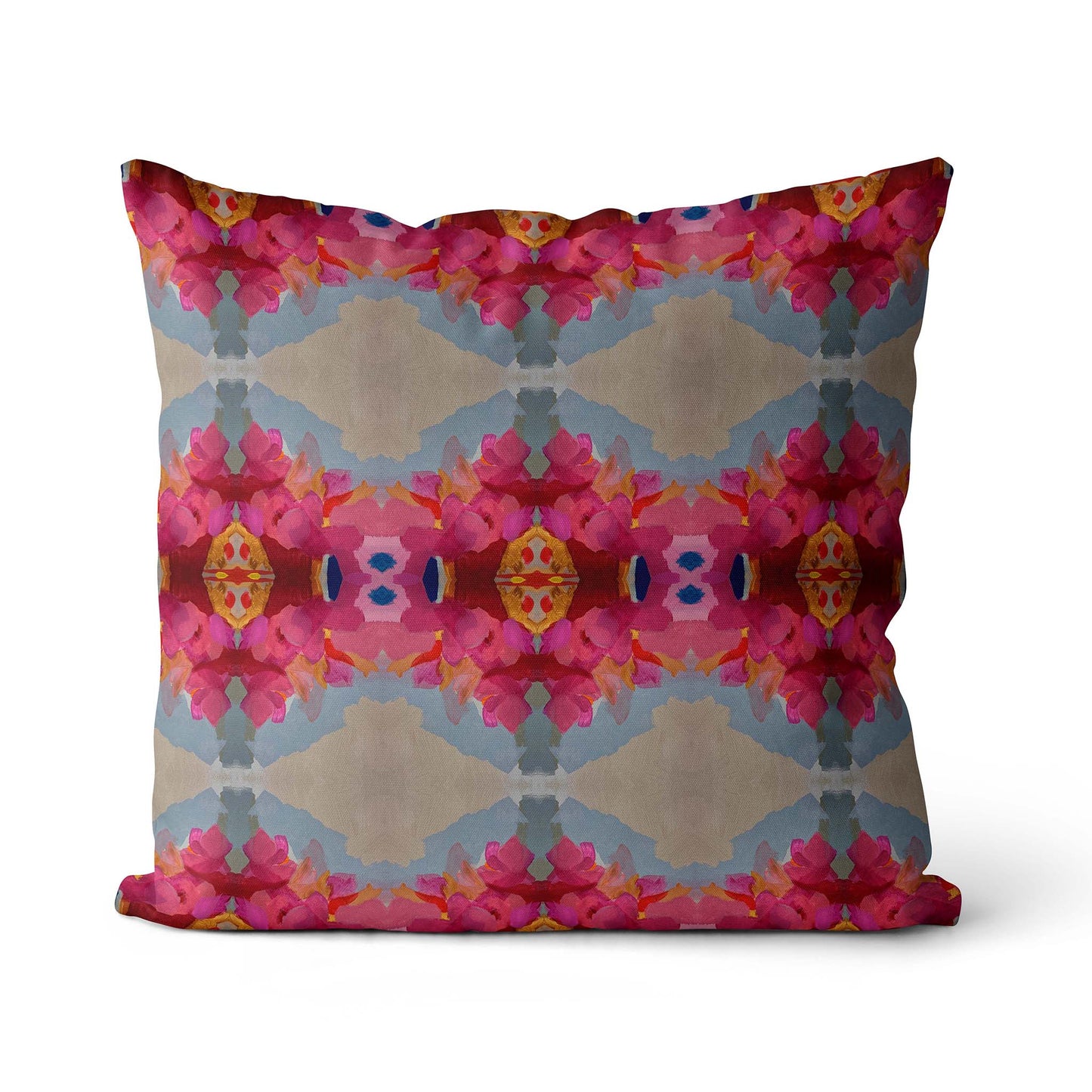 22"x22" Cotton/Linen Pillow - Queensberry 3 Design - Color: Ruby/Taupe