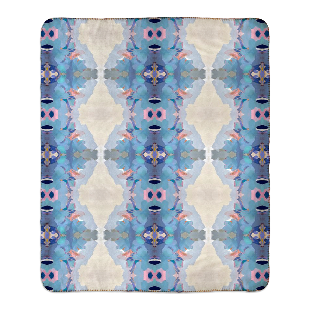 Fleece Sherpa Blankets - Queensberry Mini Design - Color: Blue