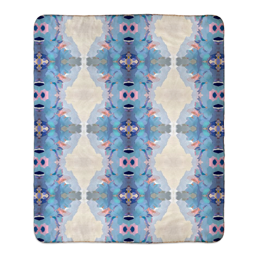 Fleece Sherpa Blankets - Queensberry Mini Design - Color: Blue