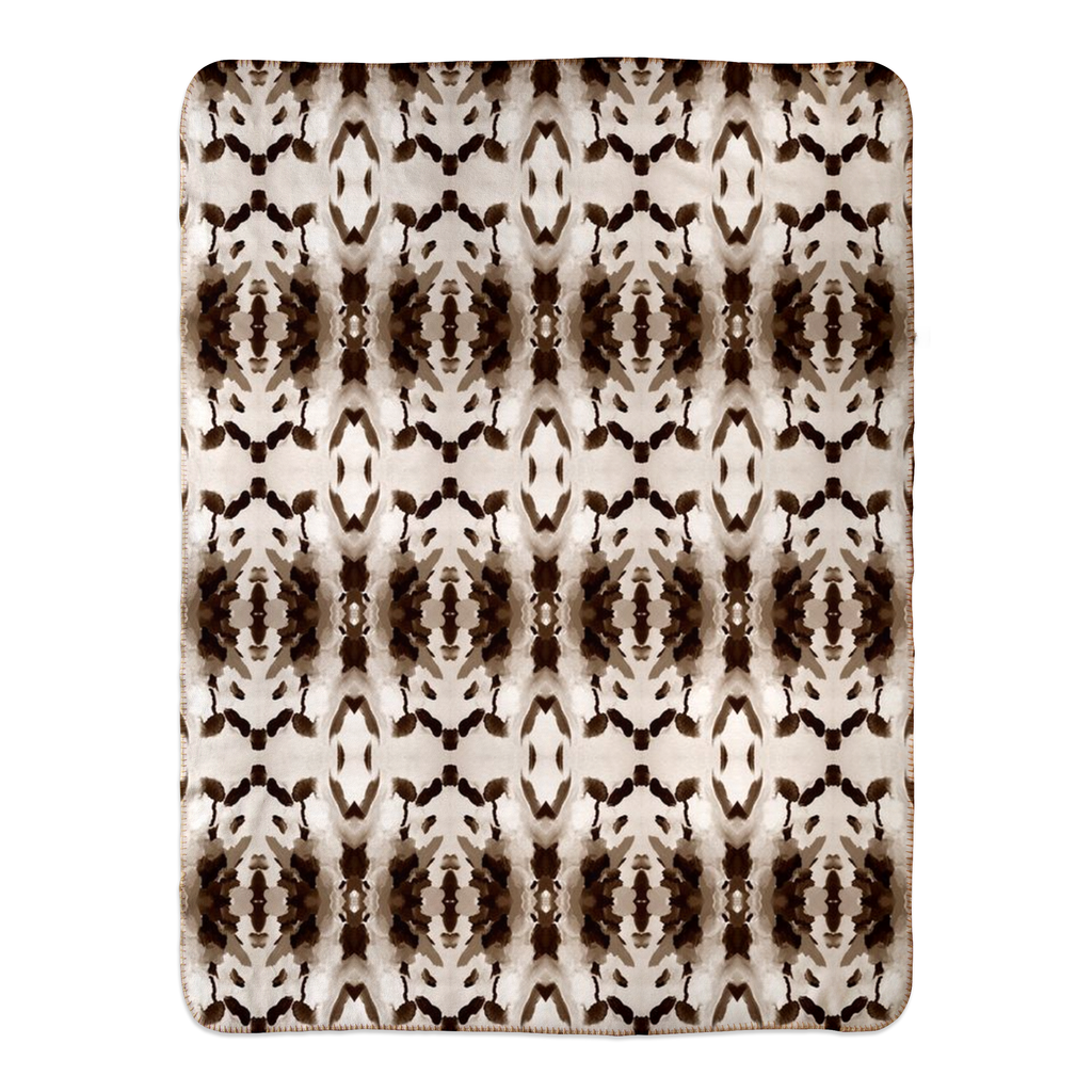 Fleece Sherpa Blankets - Amari Design - Color: Sepia