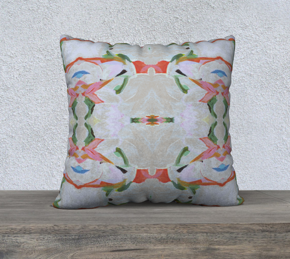 22"x22" Cotton/Linen Pillow - Lola/Ecru Design